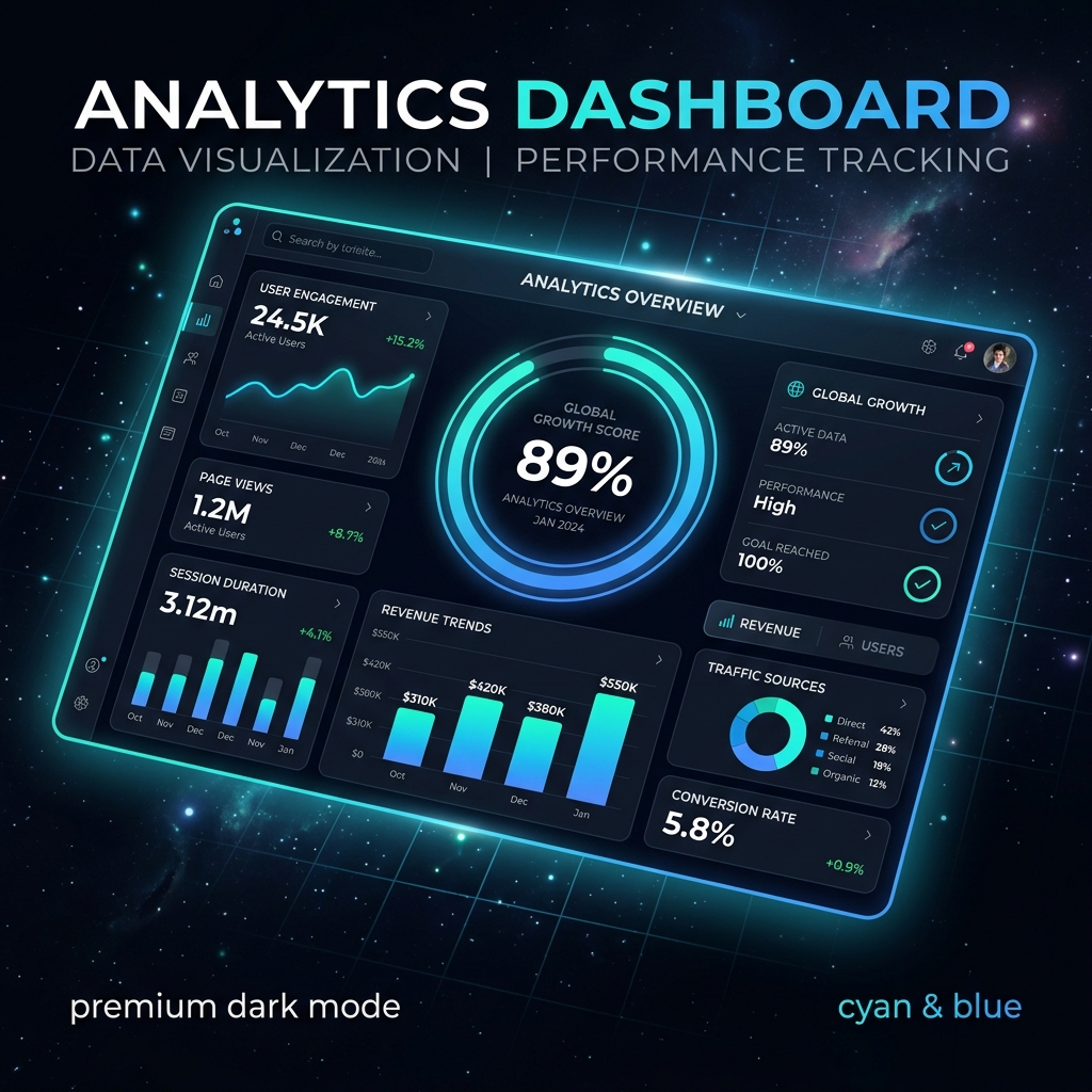 Analytics dashboard showing performance graphs and data visualization